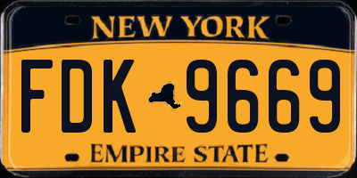 NY license plate FDK9669