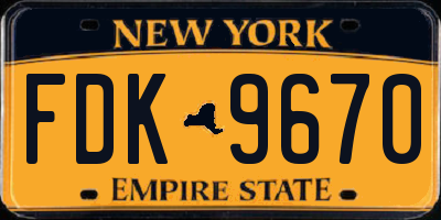 NY license plate FDK9670