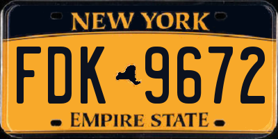 NY license plate FDK9672