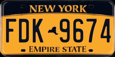NY license plate FDK9674