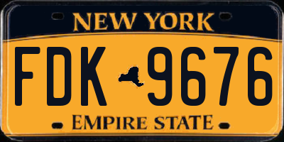 NY license plate FDK9676
