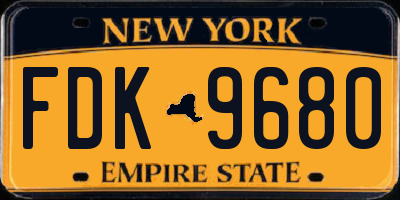 NY license plate FDK9680