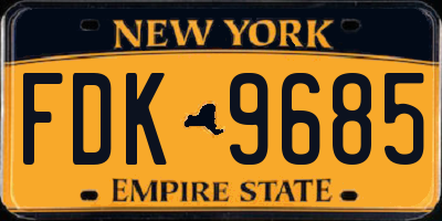 NY license plate FDK9685