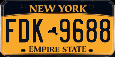 NY license plate FDK9688
