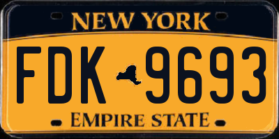 NY license plate FDK9693