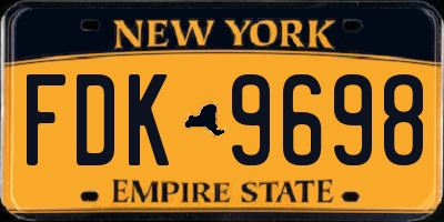 NY license plate FDK9698