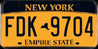 NY license plate FDK9704
