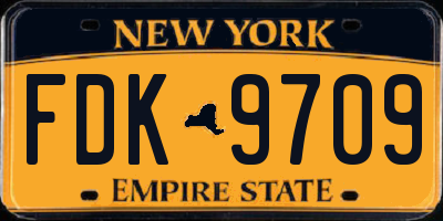 NY license plate FDK9709