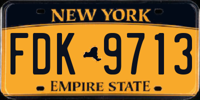 NY license plate FDK9713