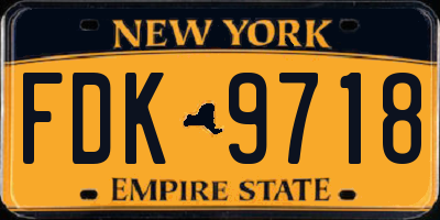 NY license plate FDK9718