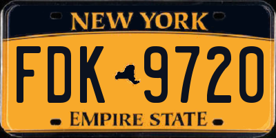 NY license plate FDK9720