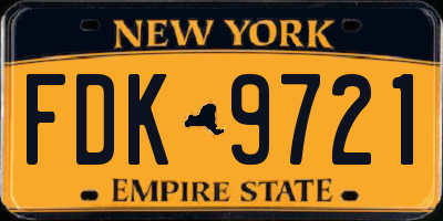 NY license plate FDK9721