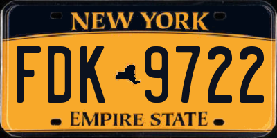 NY license plate FDK9722
