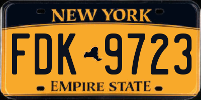 NY license plate FDK9723