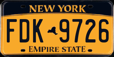 NY license plate FDK9726
