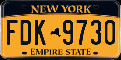 NY license plate FDK9730