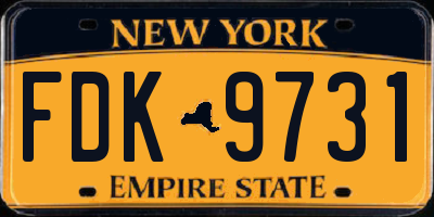 NY license plate FDK9731
