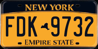 NY license plate FDK9732