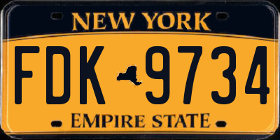 NY license plate FDK9734
