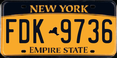 NY license plate FDK9736