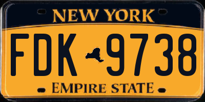 NY license plate FDK9738