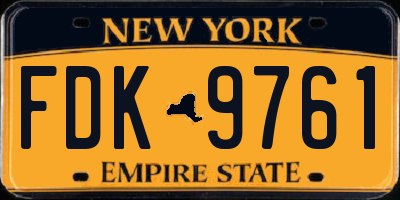 NY license plate FDK9761