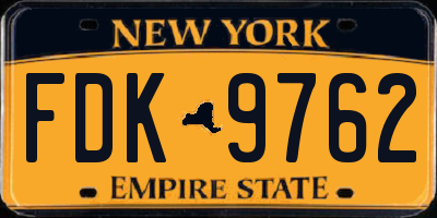 NY license plate FDK9762