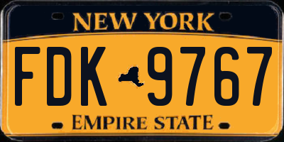 NY license plate FDK9767