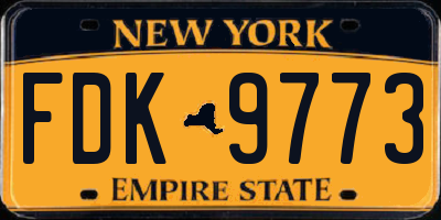 NY license plate FDK9773