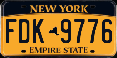 NY license plate FDK9776