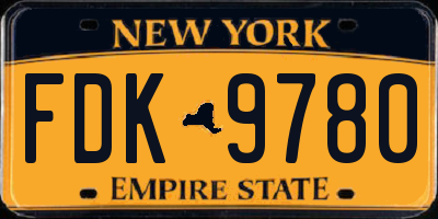 NY license plate FDK9780