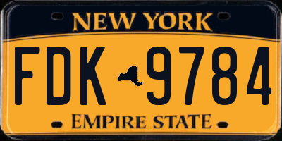 NY license plate FDK9784