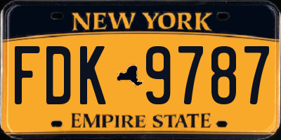 NY license plate FDK9787