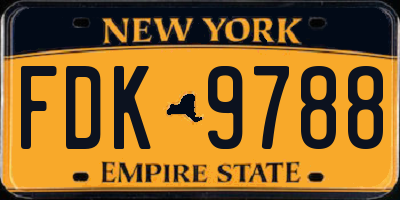 NY license plate FDK9788