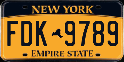 NY license plate FDK9789
