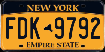 NY license plate FDK9792