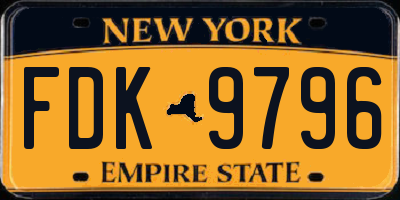 NY license plate FDK9796
