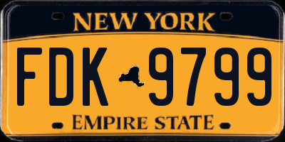 NY license plate FDK9799