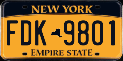 NY license plate FDK9801