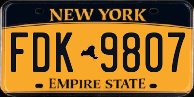 NY license plate FDK9807