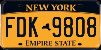 NY license plate FDK9808