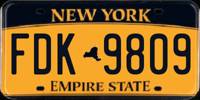 NY license plate FDK9809