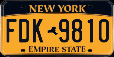 NY license plate FDK9810