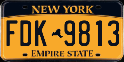 NY license plate FDK9813
