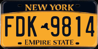 NY license plate FDK9814