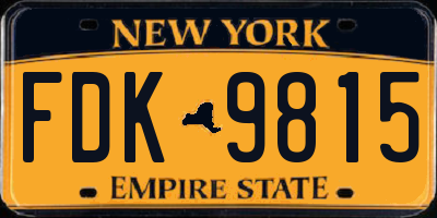 NY license plate FDK9815