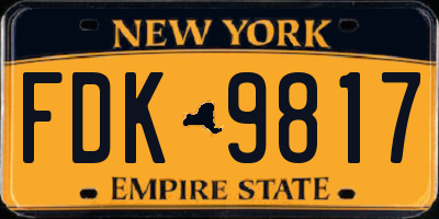 NY license plate FDK9817