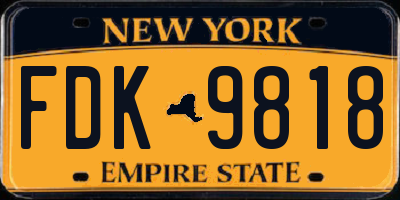 NY license plate FDK9818