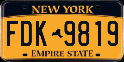 NY license plate FDK9819