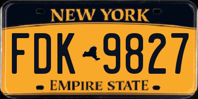 NY license plate FDK9827